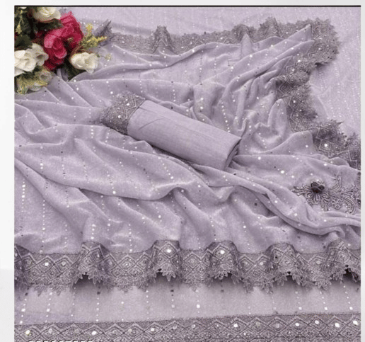     			JILUDI Lycra Solid Saree With Unstitched Blouse Piece ( Lavender )