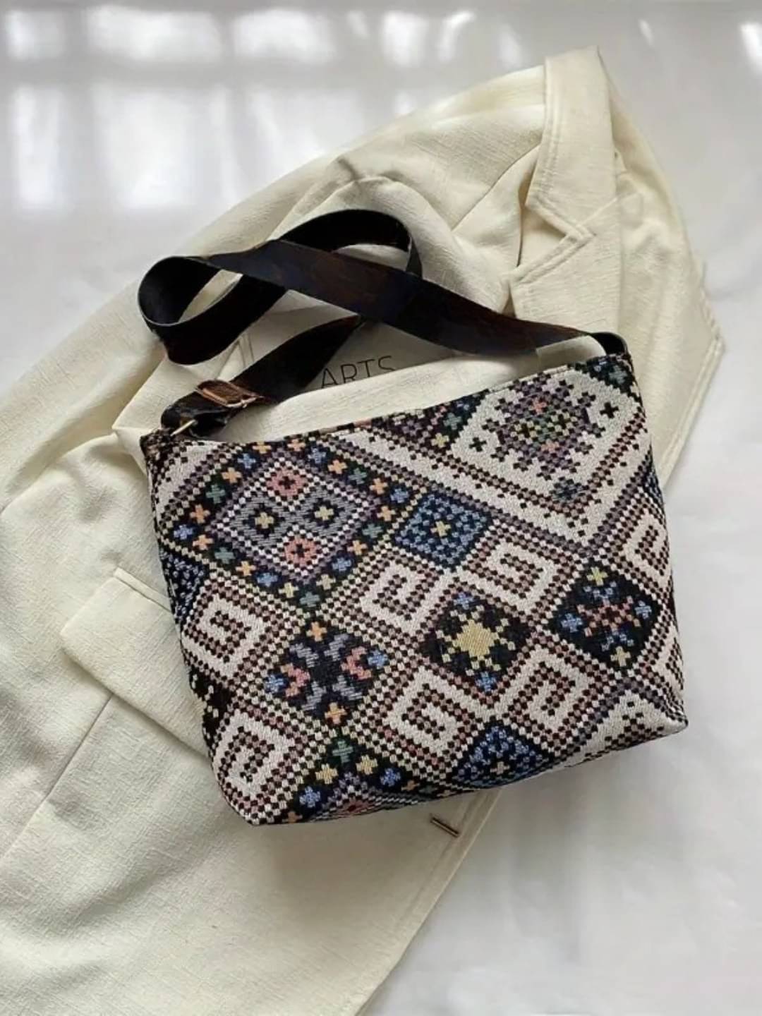     			LIKE STYLE Sling Bag Jute Set of 1 ( Grey )