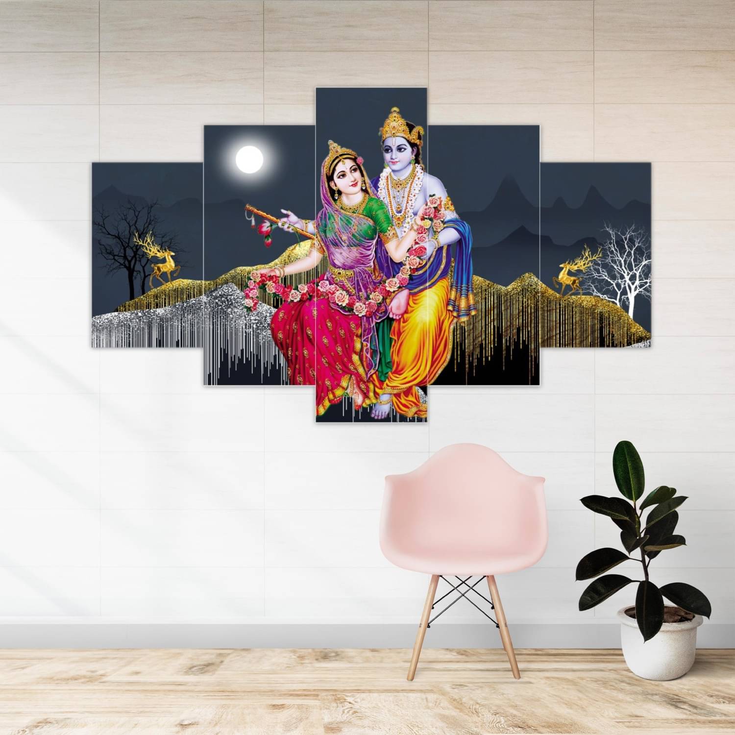 SNDArt Set Of 5 Radha Krishna Wall Paintings For Home Decor Gift Items 18 x 30 inch SNDArt Set Of 5 Radha Krishna Wall Paintings For Home Decor Gift Items 18 x 30 inch