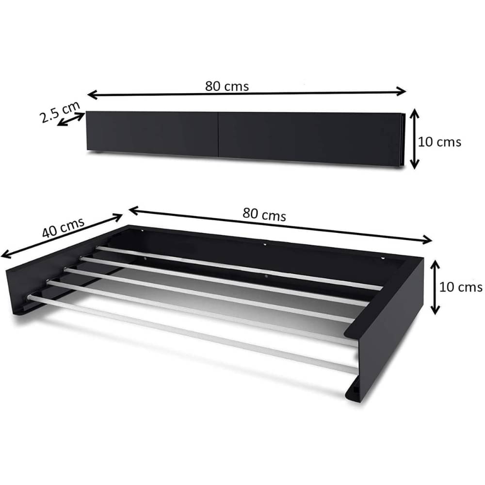     			Sole Module Wall Mounted Foldable Sleek Drying Rack,80cm,Black