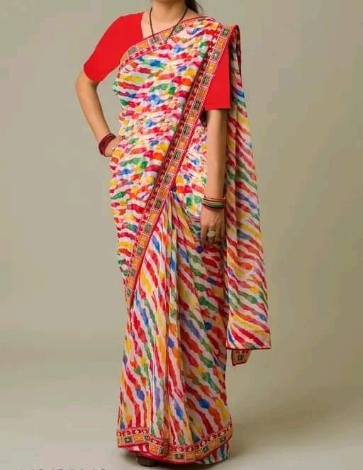 Sureta Shimmer Printed Saree With Unstitched Blouse Piece ( Multicolor ) Sureta Shimmer Printed Saree With Unstitched Blouse Piece ( Multicolor )