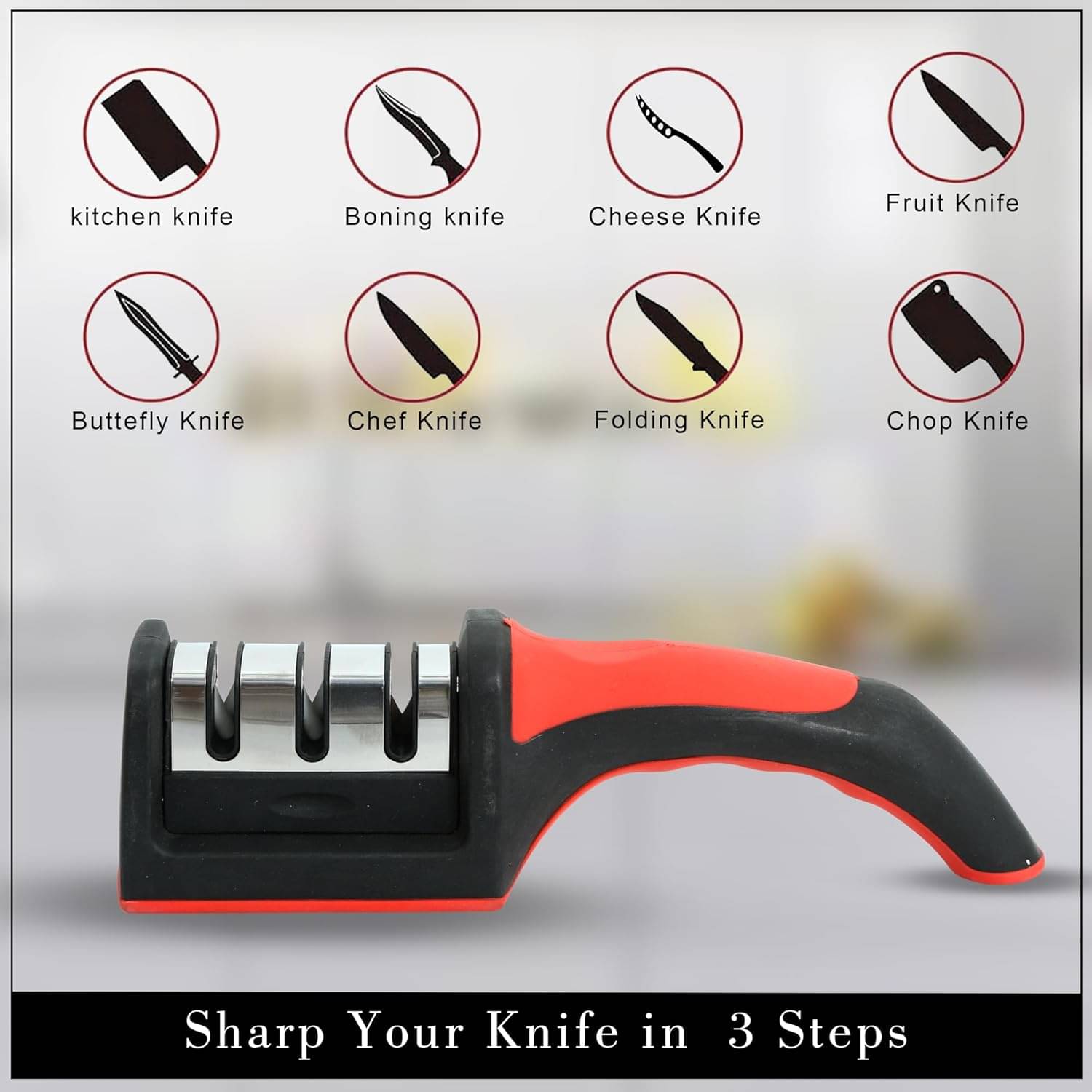 TISYAA Red Stainless Steel Knife Sharpner Blade Length 1 cm ( Pack of 1 ) TISYAA Red Stainless Steel Knife Sharpner Blade Length 1 cm ( Pack of 1 )