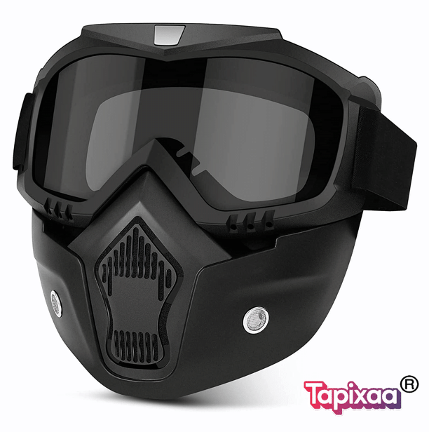     			Tapixaa Bike Riding Goggles - Open Face Helmet Black M
