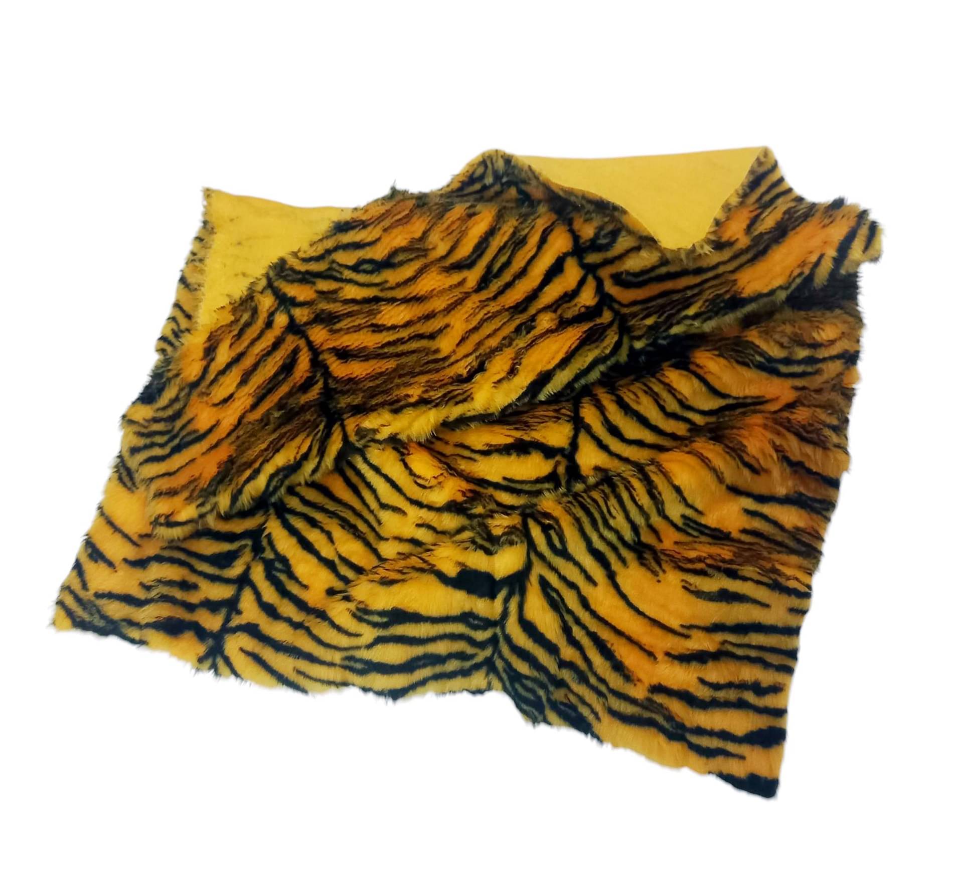     			Vardhman Fabric Carpet Fur Cloth Yellow Tiger Print Used for,Toys Making ( Pack of 1 )