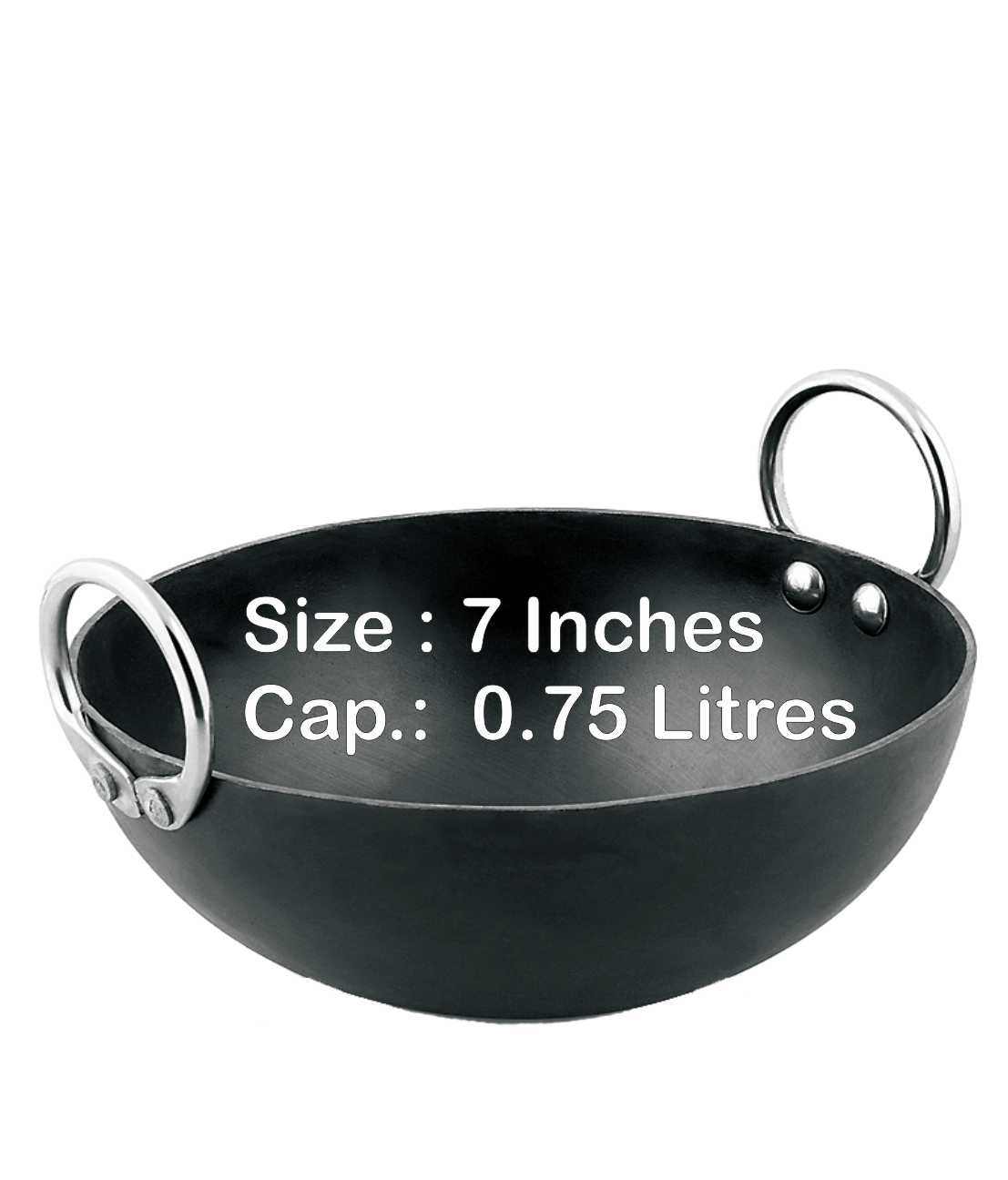     			Veer Ms Kadai Non coated Iron Deep Kadhai Heavy Bottom Stainless Steel Handle 2 Thickness mm 18 cm Diameter ( 0.7 L )