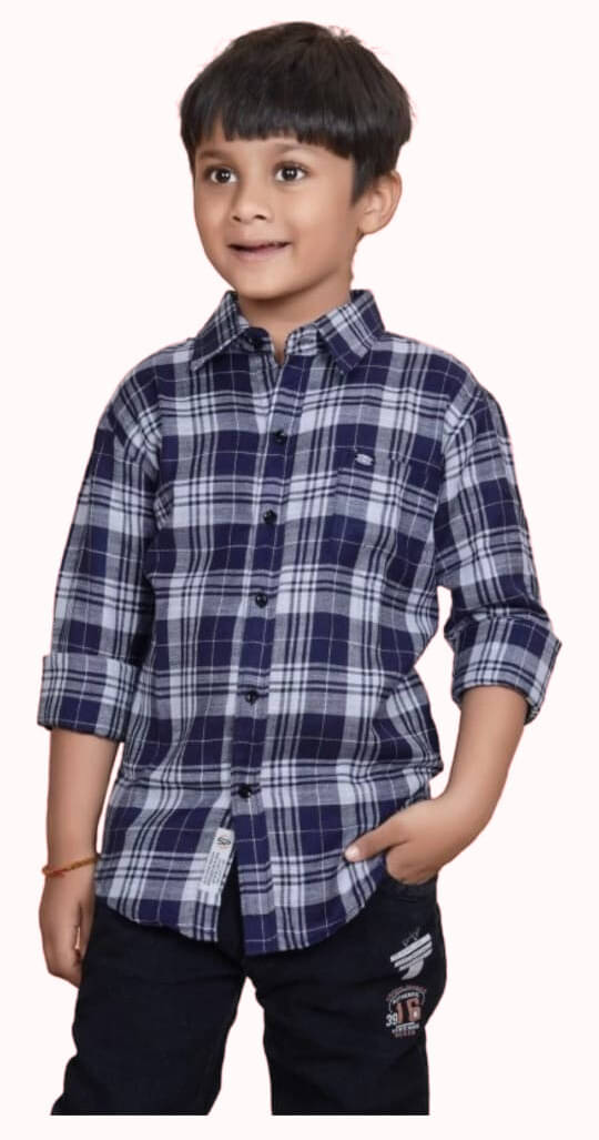     			ZAKAR STYLE Pack of 1 Boys 100% Cotton Full Sleeves Shirt ( Navy Blue )
