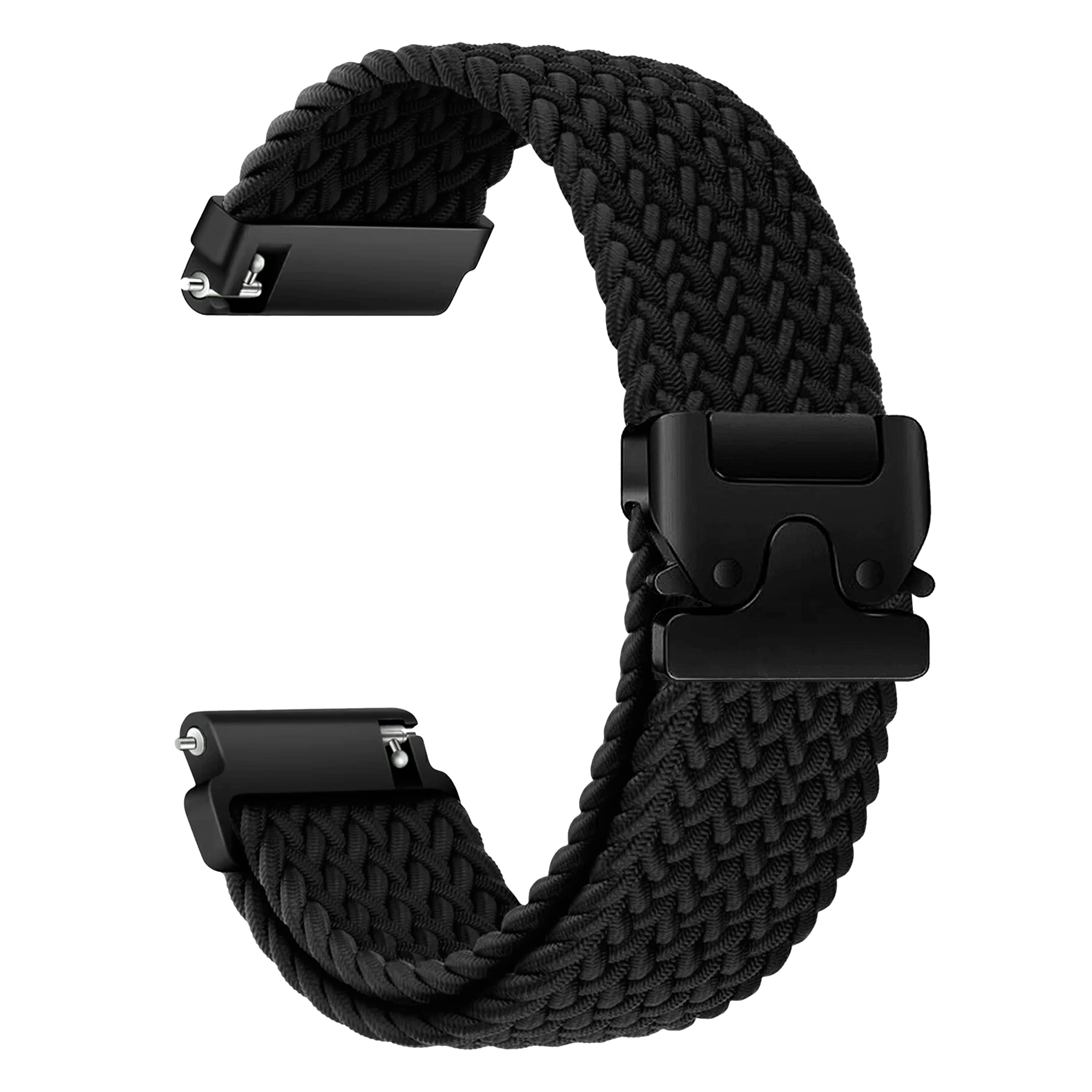     			ACM Watch Strap Woven Braided Clipper 22mm compatible with Watchout Wearables Elegant 1 Smartwatch Adjustable Belt Band Black