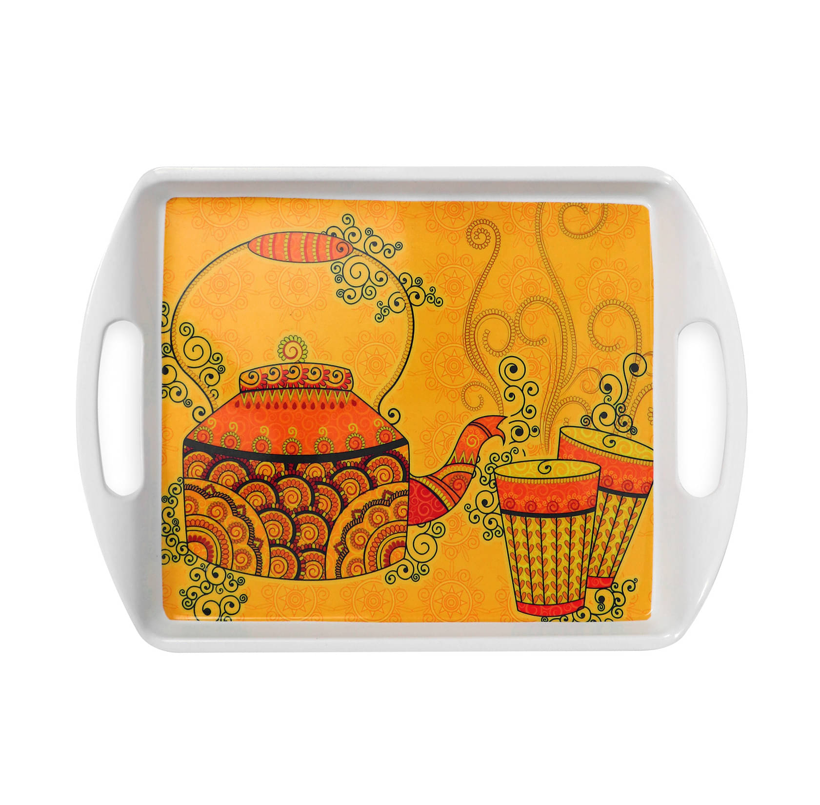     			ARIYA ARI-AT-547-M8-PC-1 Printed Melamine Serving Plate 500 ml Multicolor ( Set of 1 )