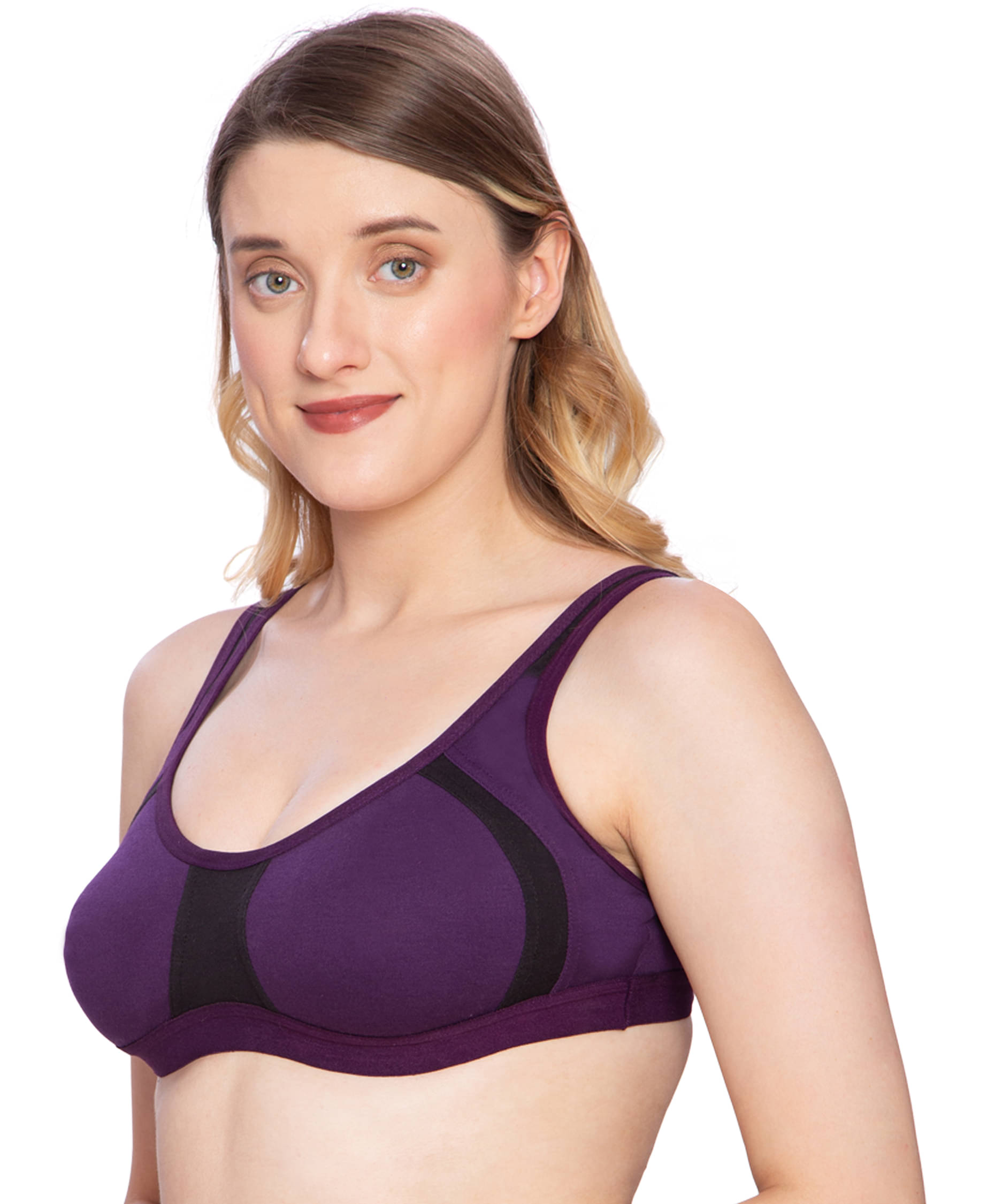     			ILRASO Pack of 1 Cotton Blend Non Padded Everyday Bra For Women ( Purple )