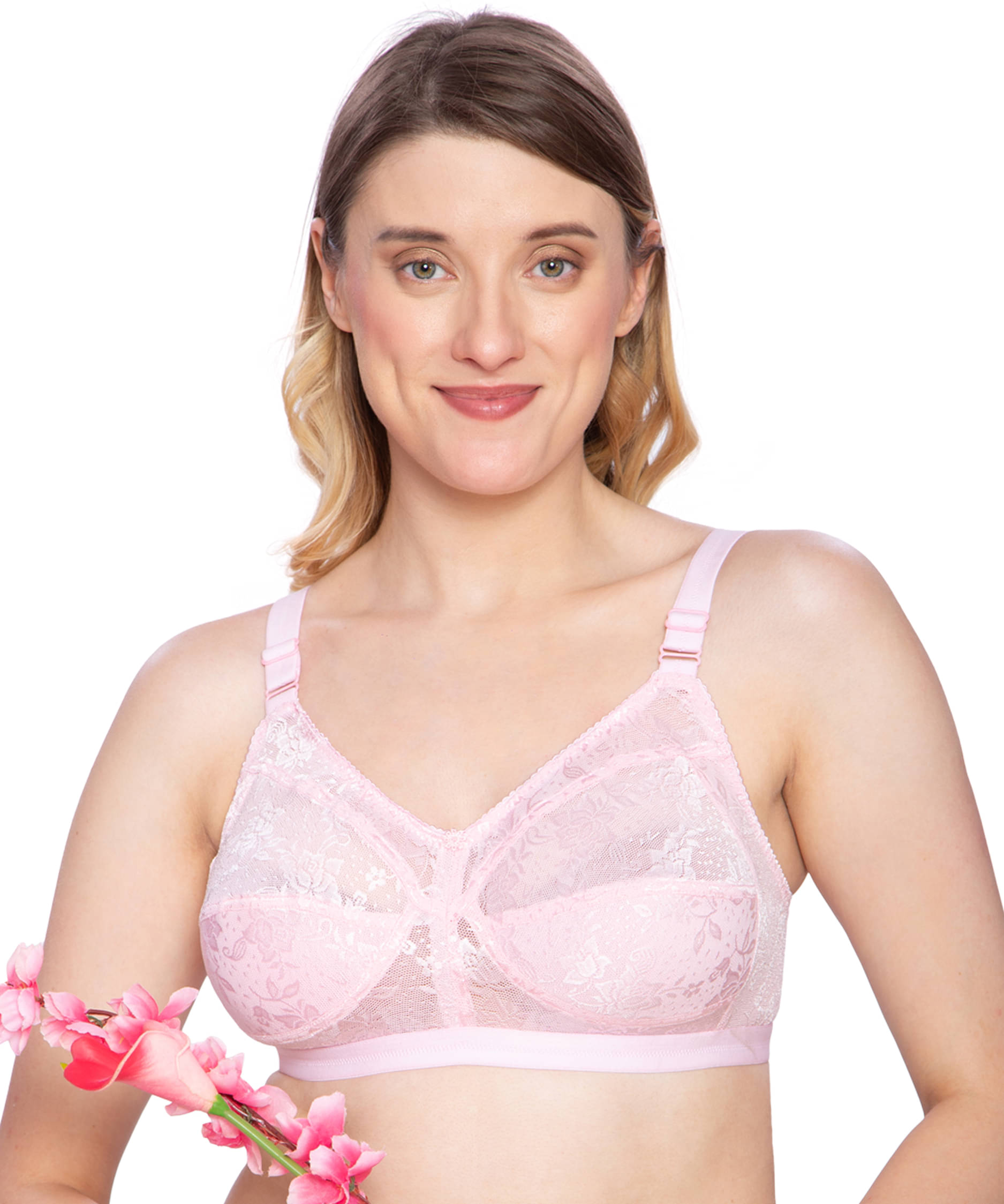     			ILRASO Pack of 1 Lace Non Padded T-Shirt Bra For Women ( Pink )