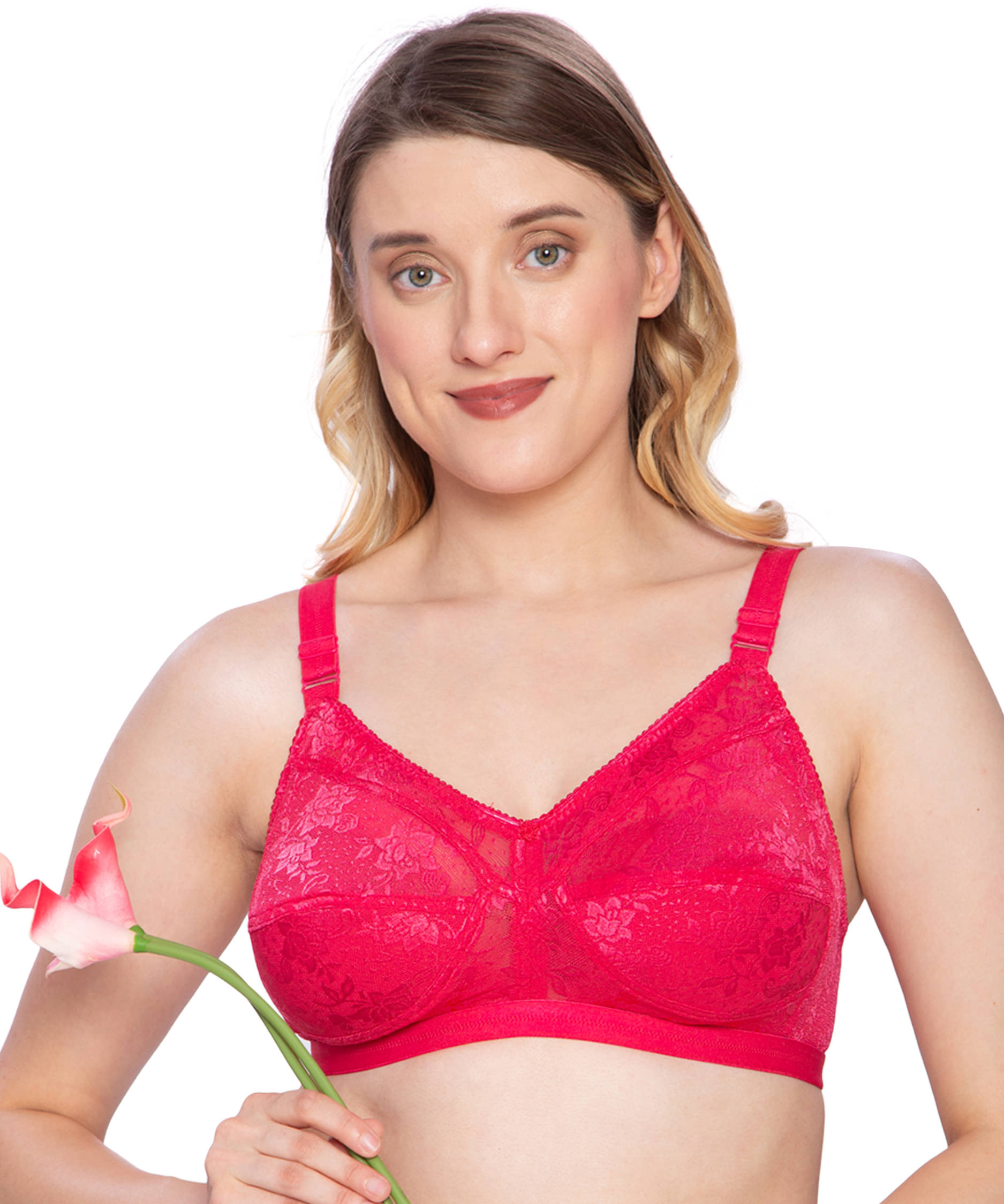 ILRASO Pack of 1 Lace Non Padded T-Shirt Bra For Women ( Fluorescent Pink )     			ILRASO Pack of 1 Lace Non Padded T-Shirt Bra For Women ( Fluorescent Pink )