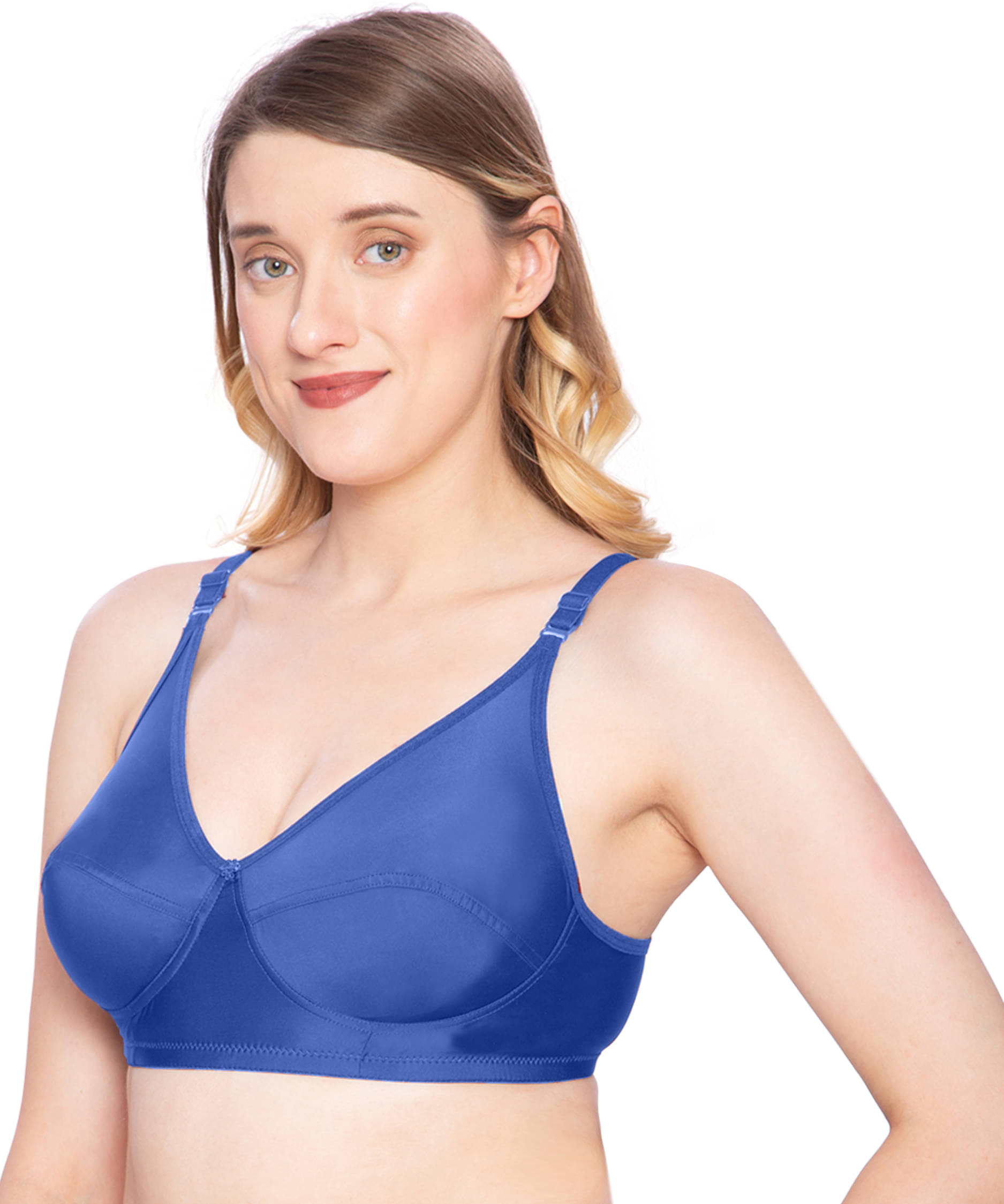     			ILRASO Pack of 1 Nylon Non Padded T-Shirt Bra For Women ( Blue )