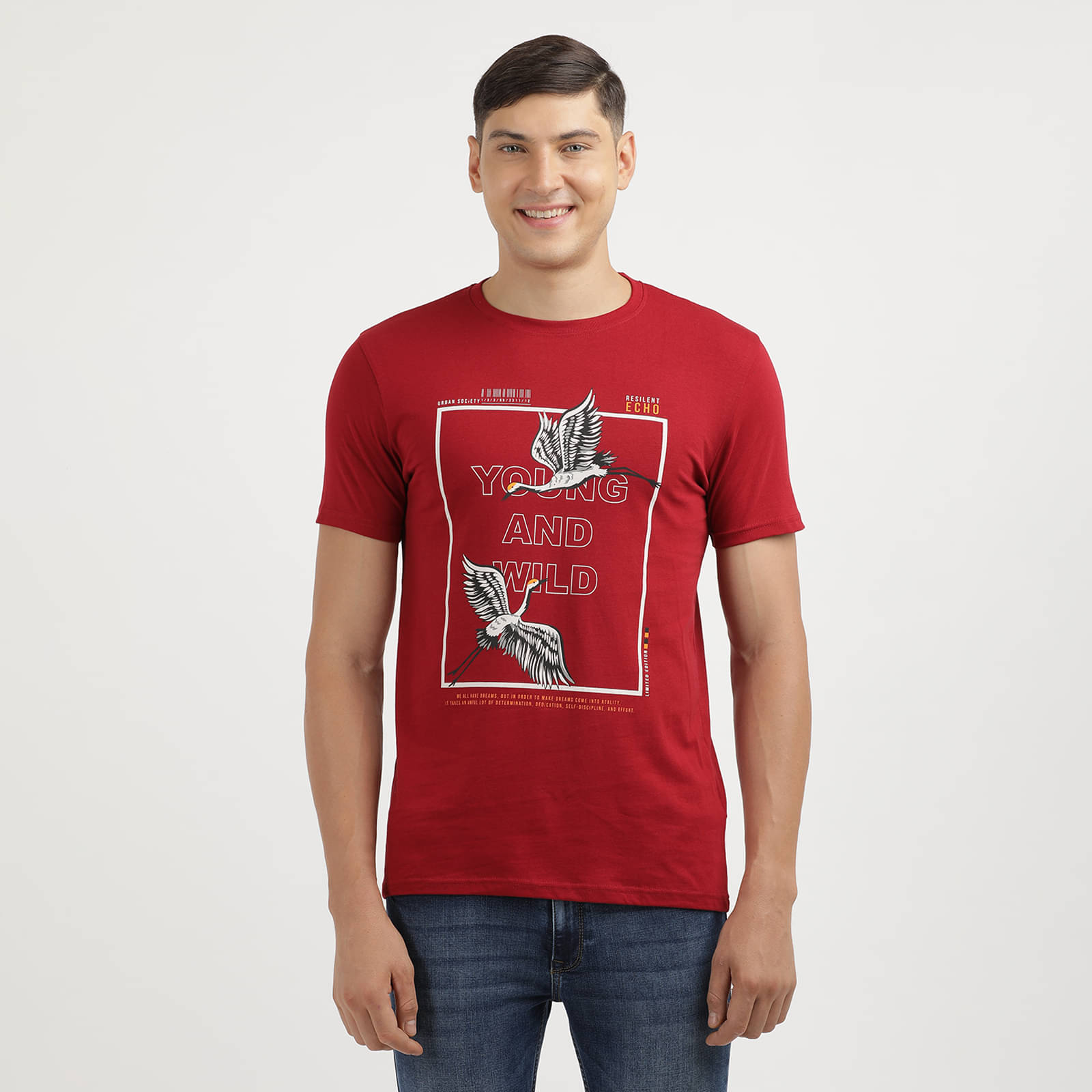     			INDOCOTTON 100% Cotton Slim Fit Printed Half Sleeves Men's Round T-Shirt - Red ( Pack of 1 )