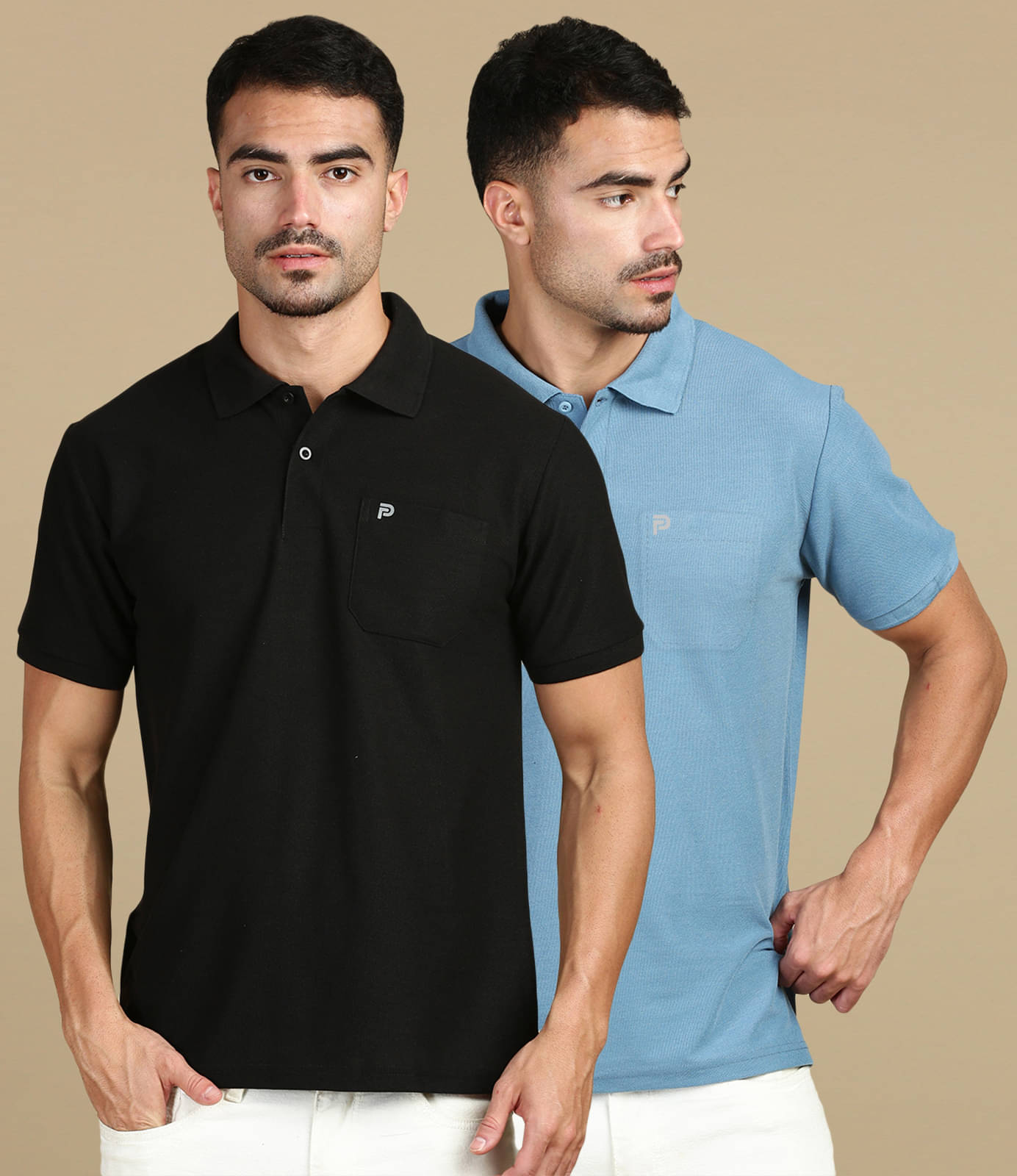     			LUX PARKER Pack of 2 Cotton Blend Regular Fit Solid Half Sleeves Men's Polo T Shirt ( Multicolor )