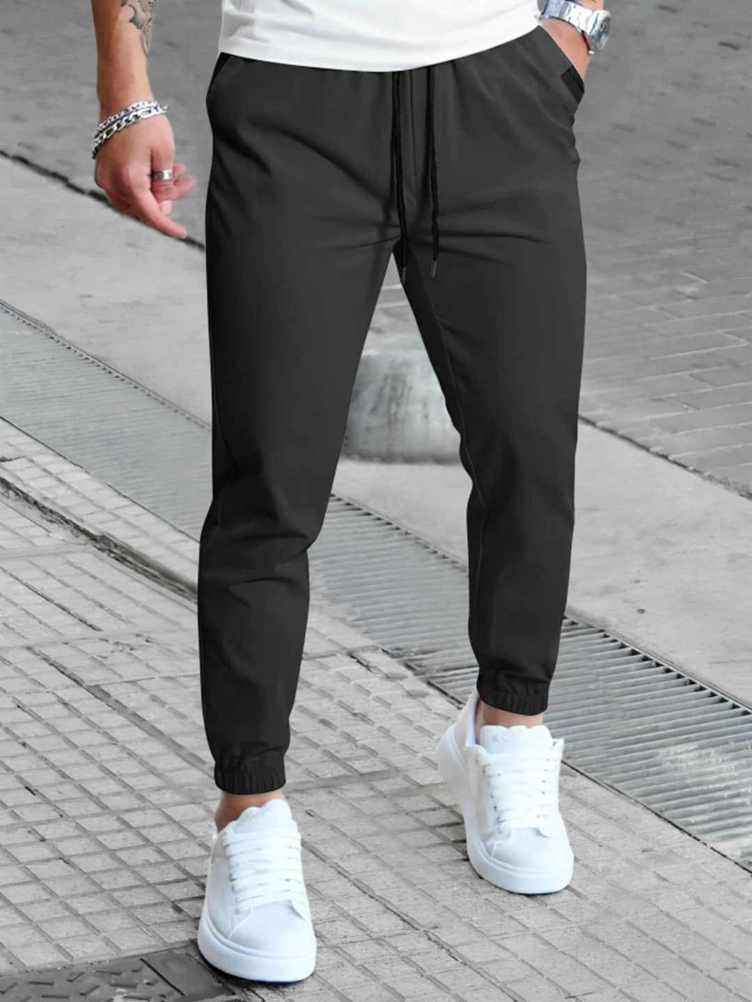 PLUS PARADISE Black Lycra Men's Joggers ( Pack of 1 ) - Track Pants | Buy online on ZillyBuy
