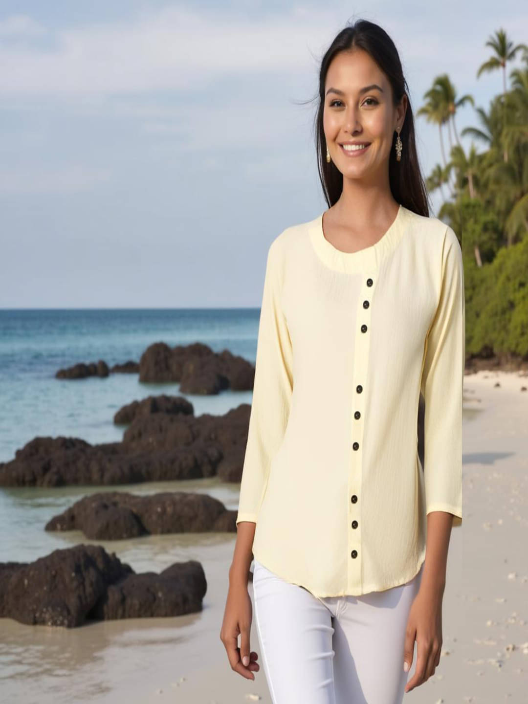     			PLUS PARADISE Women's Polyester Regular Top ( Yellow )