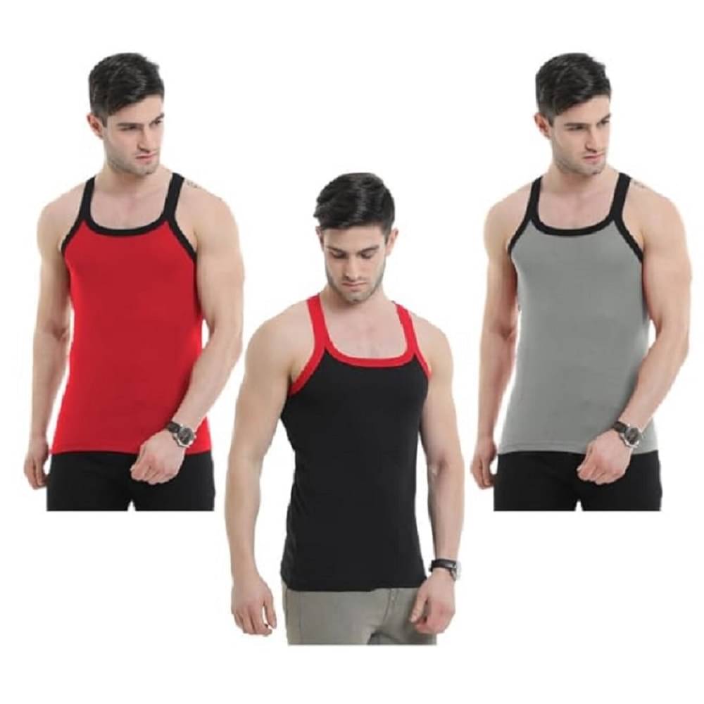 PUSHPADANT FASHION WEAR Pack of 3 Cotton Blend Basic Vest For Men ( Multicolor ) PUSHPADANT FASHION WEAR Pack of 3 Cotton Blend Basic Vest For Men ( Multicolor )