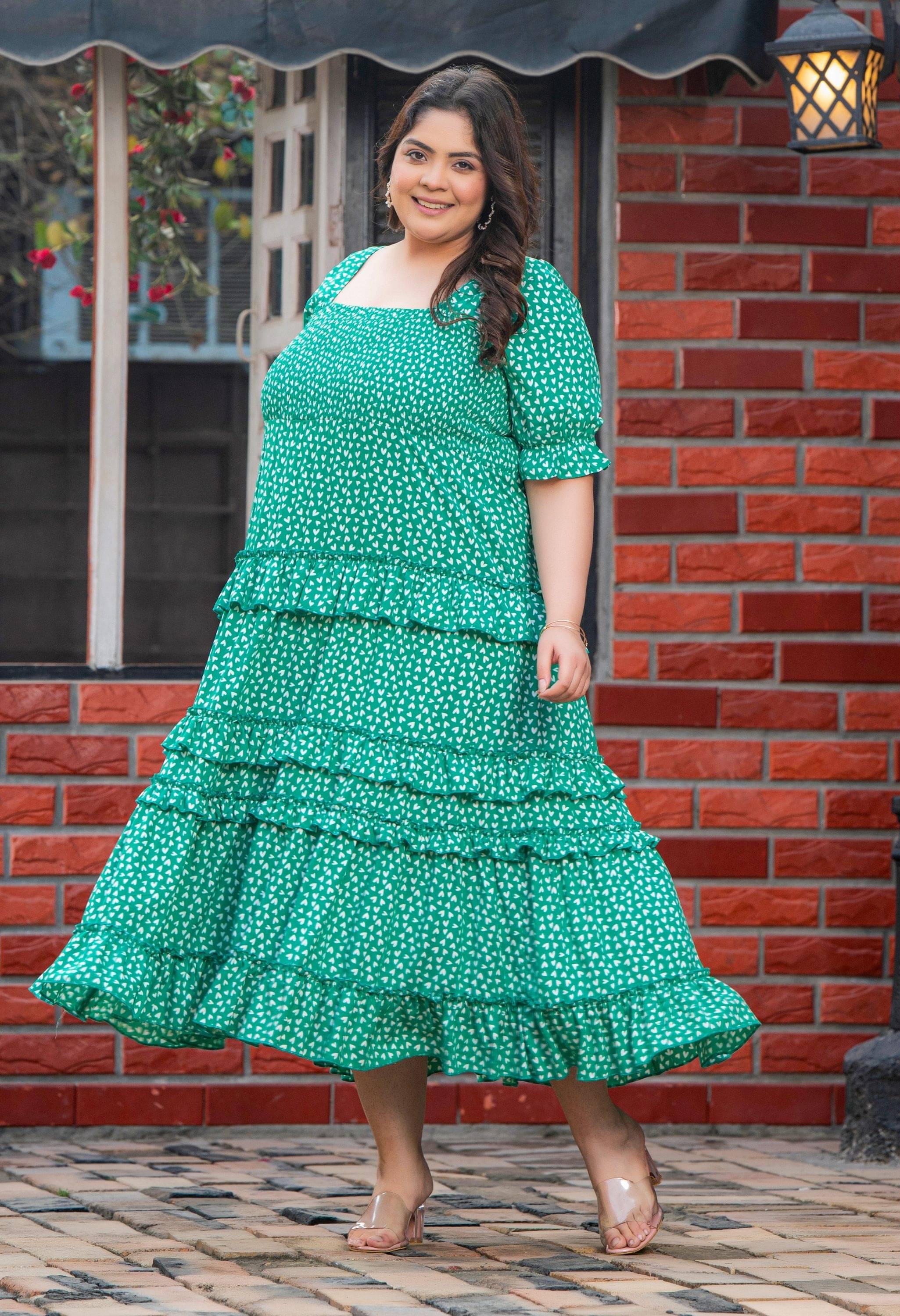 PrettyPlus by Desinoor.com Viscose Rayon Printed Full Length Women's Fit & Flare Dress - Green ( Pack of 1 ) PrettyPlus by Desinoor.com Viscose Rayon Printed Full Length Women's Fit & Flare Dress - Green ( Pack of 1 )