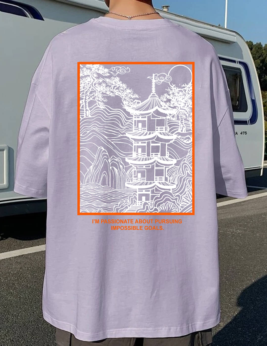     			Rigo Cotton Oversized Fit Printed Half Sleeves Men's Round T-Shirt - Lavender ( Pack of 1 )