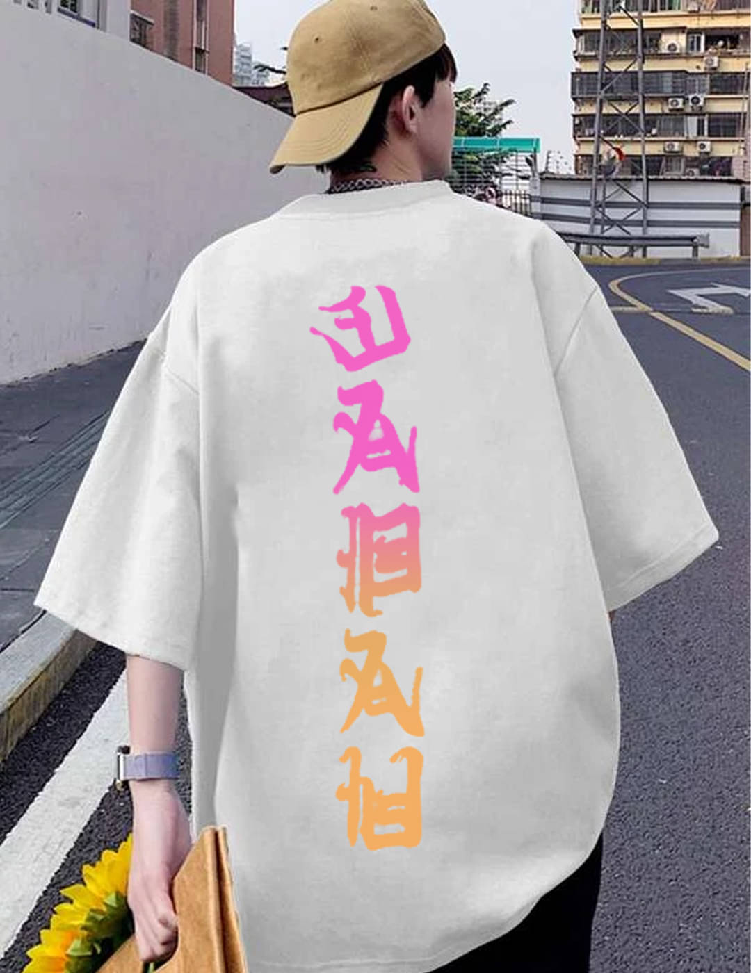     			Rigo Cotton Oversized Fit Printed Half Sleeves Men's Round T-Shirt - White ( Pack of 1 )