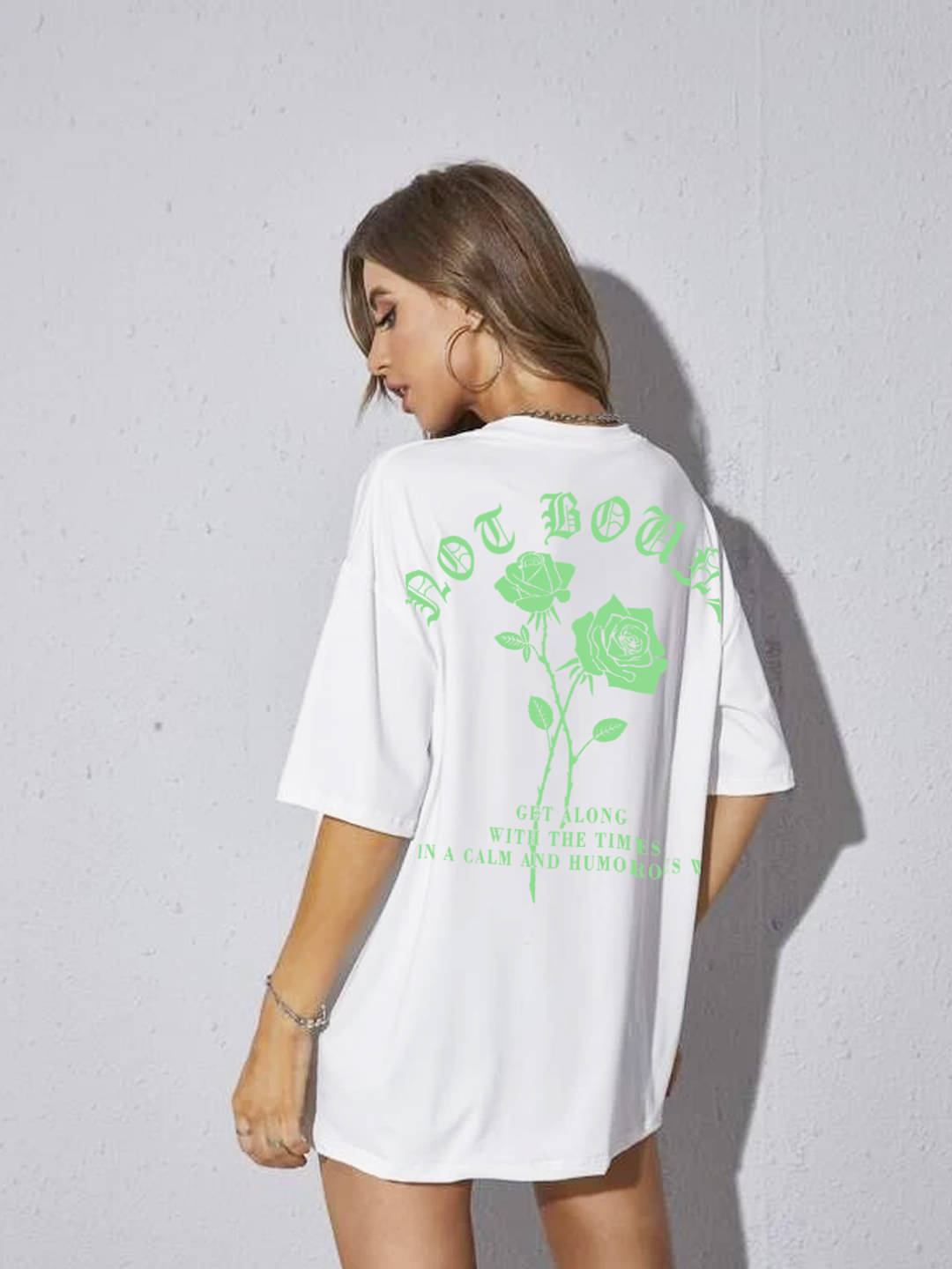 Rigo Women Cotton Printed Oversized Fit Round Neck T-Shirt ( Off White ) Rigo Women Cotton Printed Oversized Fit Round Neck T-Shirt ( Off White )