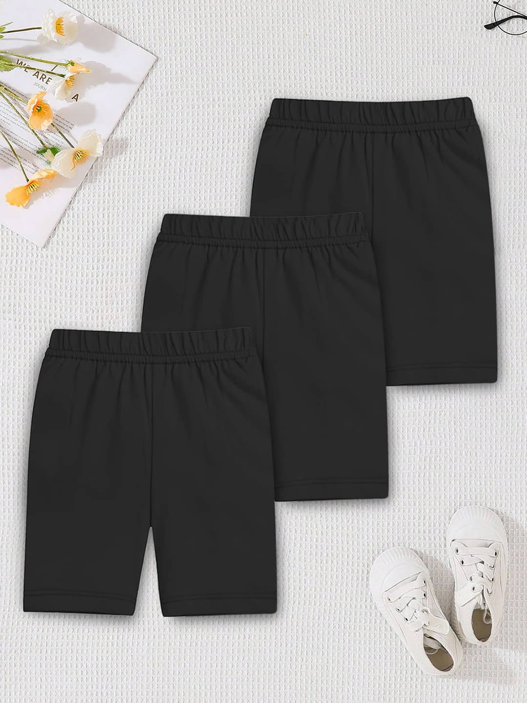 Trampoline Pack of 3 Girls Cotton Shorts ( Black ) - Shorts | Buy online on ZillyBuy