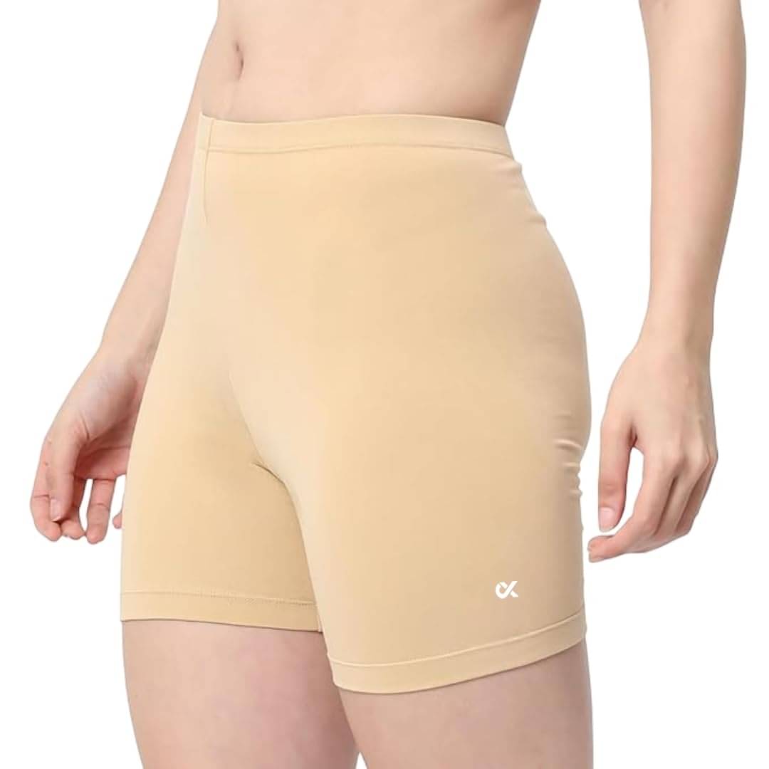     			XJARVIS Beige Cotton Blend Solid Shorts - Single
