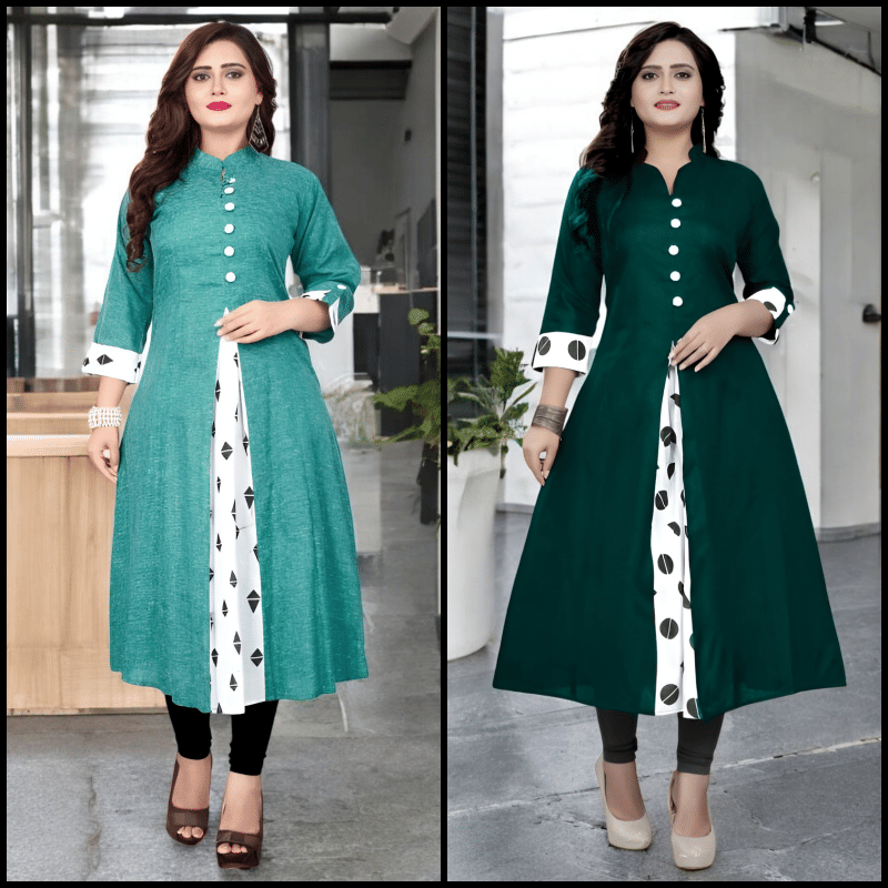 Zorista Pack of 2 Cotton Printed A-line Women's Kurti - ( Multicoloured ) Zorista Pack of 2 Cotton Printed A-line Women's Kurti - ( Multicoloured )