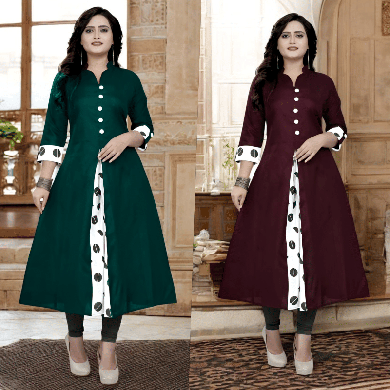     			Zorista Pack of 2 Cotton Printed A-line Women's Kurti - ( Multicoloured )