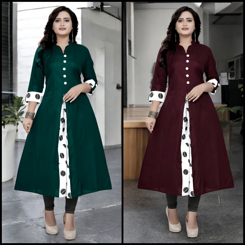     			Zorista Pack of 2 Cotton Printed A-line Women's Kurti - ( Multicoloured )