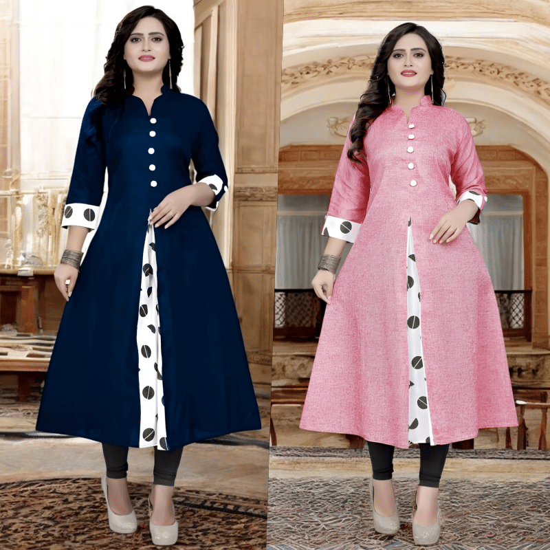     			Zorista Pack of 2 Cotton Printed A-line Women's Kurti - ( Multicoloured )