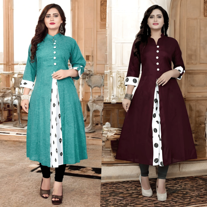     			Zorista Pack of 2 Cotton Printed A-line Women's Kurti - ( Multicoloured )