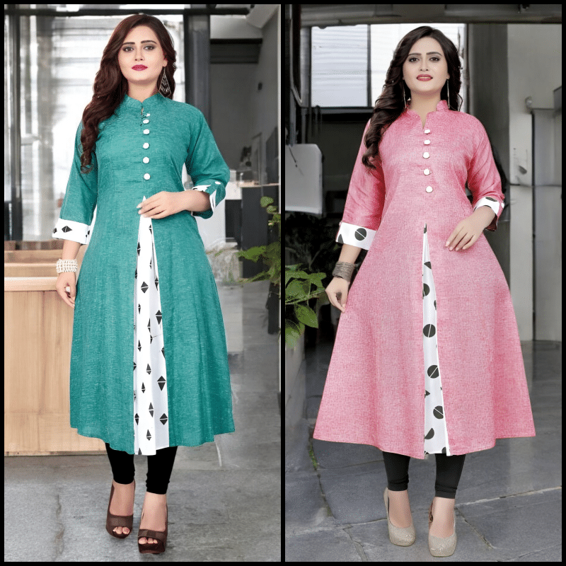 Zorista Pack of 2 Cotton Printed A-line Women's Kurti - ( Multicoloured ) Zorista Pack of 2 Cotton Printed A-line Women's Kurti - ( Multicoloured )