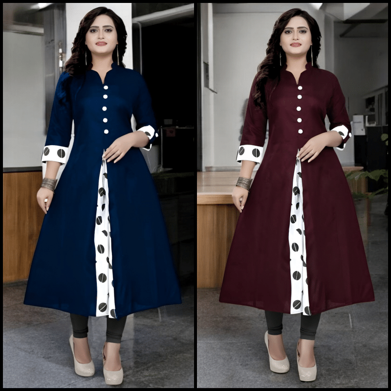     			Zorista Pack of 2 Cotton Printed A-line Women's Kurti - ( Multicoloured )