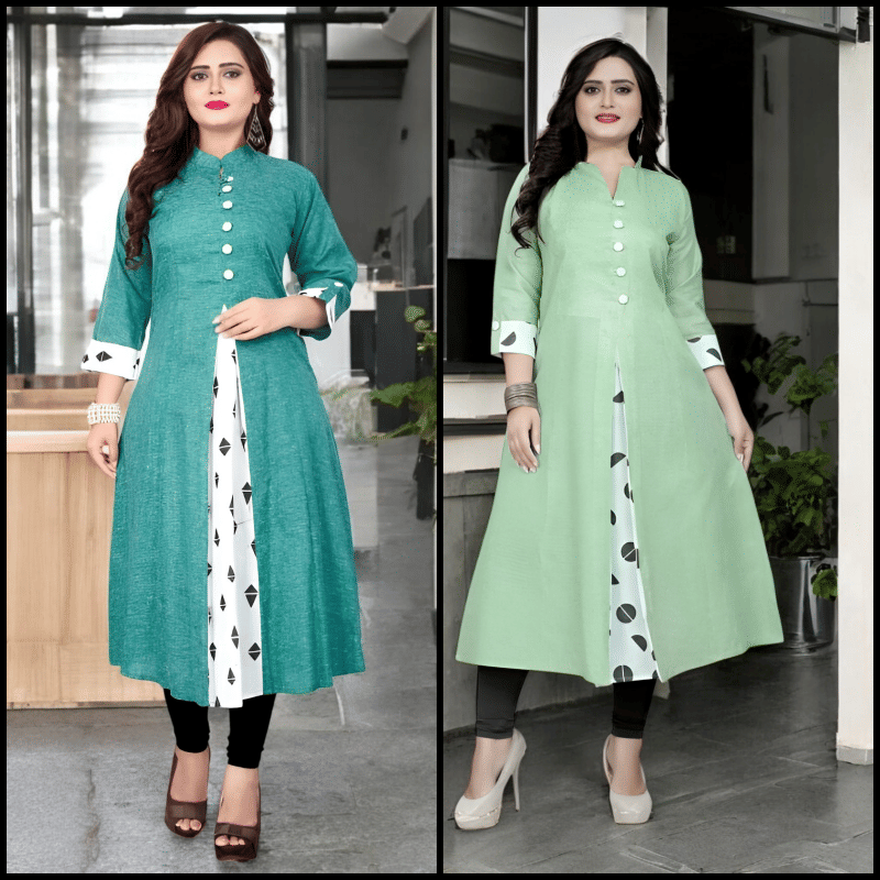 Zorista Pack of 2 Cotton Printed A-line Women's Kurti - ( Multicoloured )     			Zorista Pack of 2 Cotton Printed A-line Women's Kurti - ( Multicoloured )