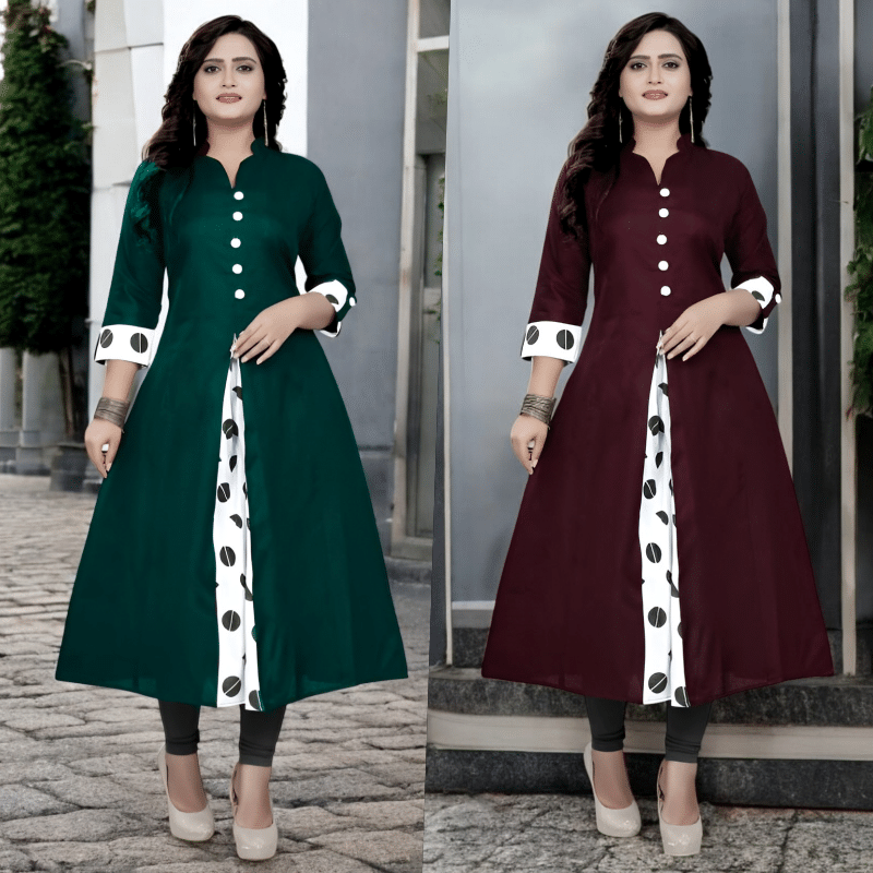     			Zorista Pack of 2 Cotton Printed A-line Women's Kurti - ( Multicoloured )