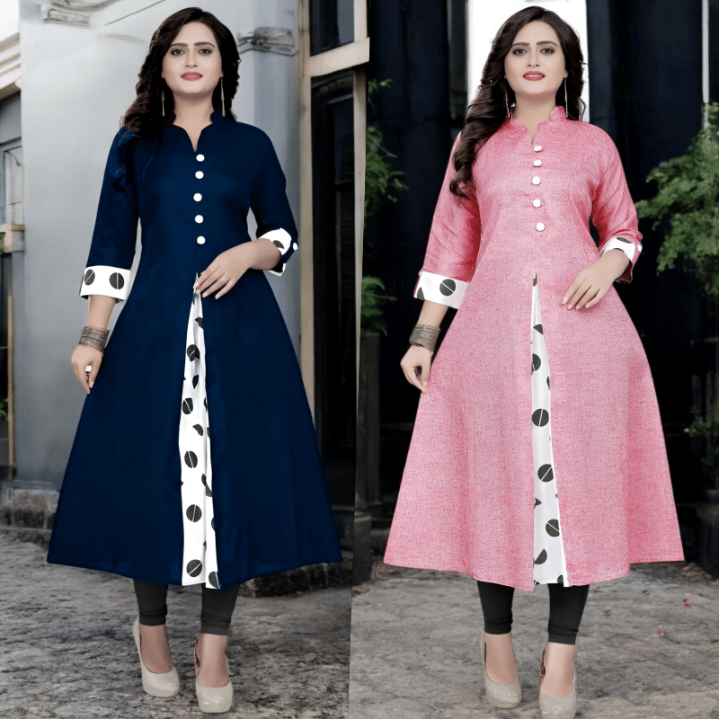     			Zorista Pack of 2 Cotton Printed A-line Women's Kurti - ( Multicoloured )