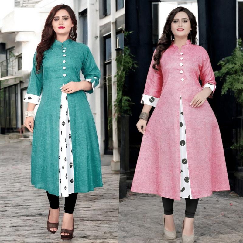 Zorista Pack of 2 Cotton Printed A-line Women's Kurti - ( Multicoloured ) Zorista Pack of 2 Cotton Printed A-line Women's Kurti - ( Multicoloured )