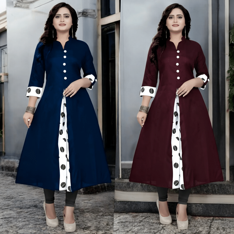 Zorista Pack of 2 Cotton Printed A-line Women's Kurti - ( Multicoloured ) Zorista Pack of 2 Cotton Printed A-line Women's Kurti - ( Multicoloured )