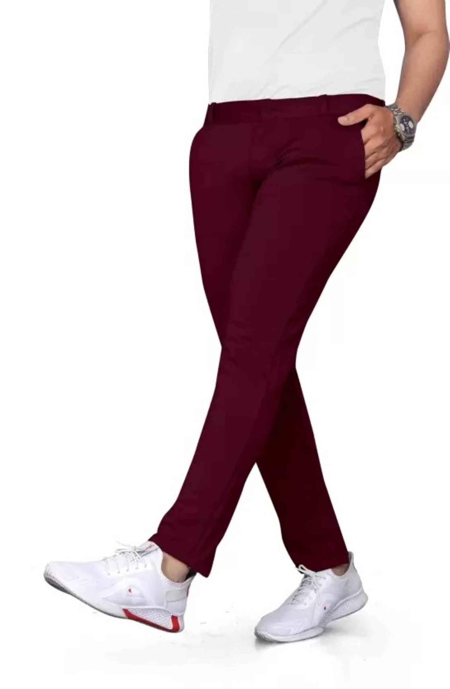     			ikigai Regular Flat Men's Chinos - Maroon ( Pack of 1 )