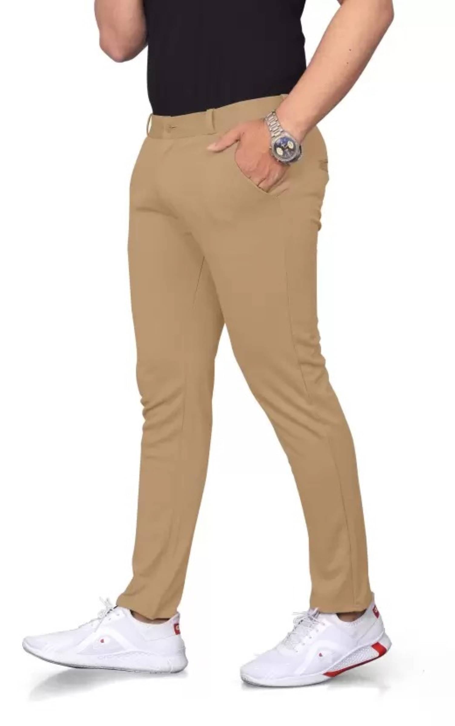     			ikigai Regular Flat Men's Chinos - Khaki ( Pack of 1 )