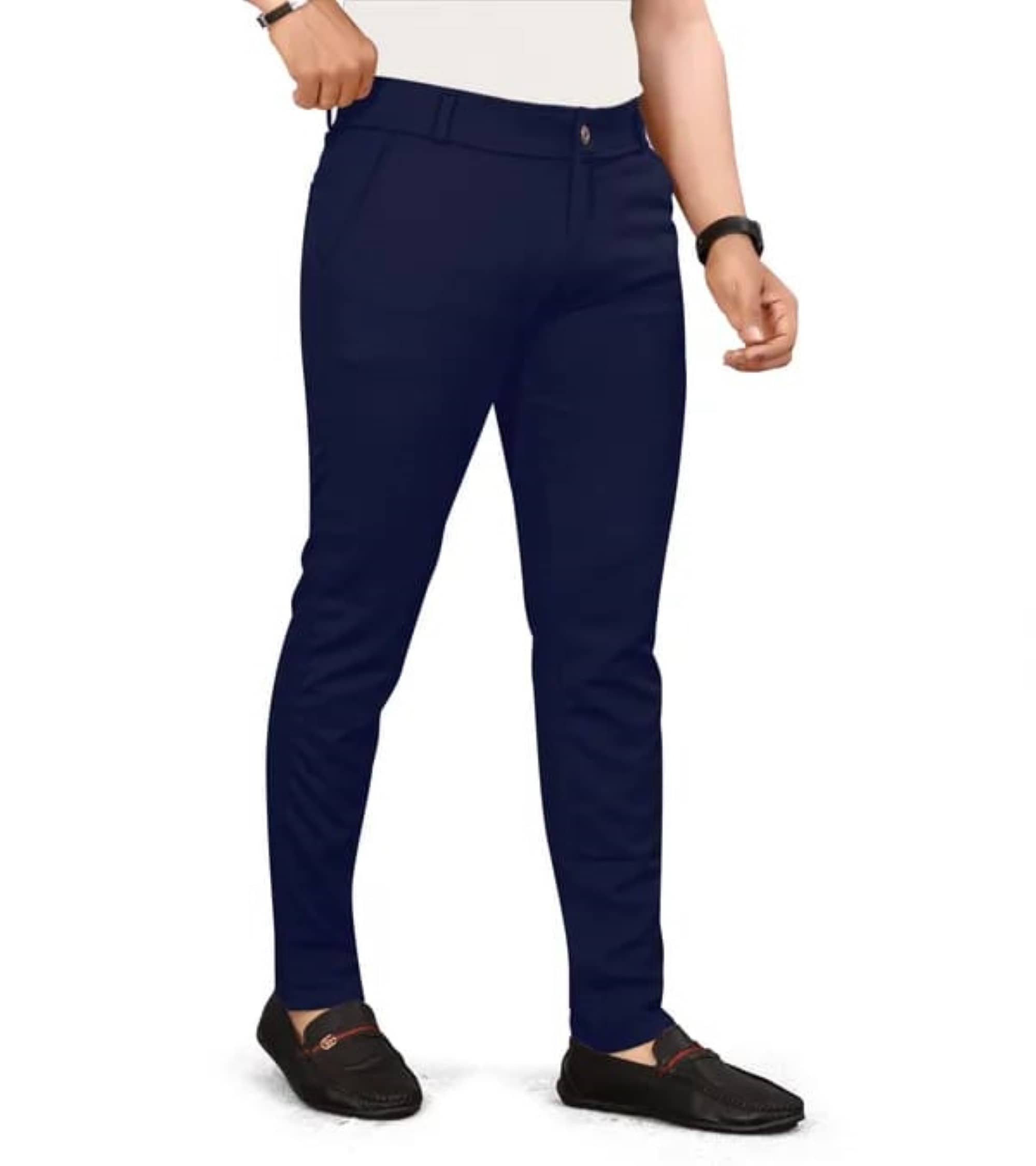 ikigai Regular Flat Men's Chinos - Blue ( Pack of 1 ) - Trousers | Buy online on ZillyBuy