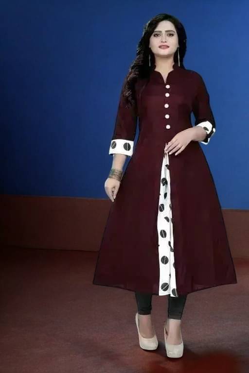     			vinchic Pack of 1 Cotton Embroidered Anarkali Women's Kurti - ( Multicolor )