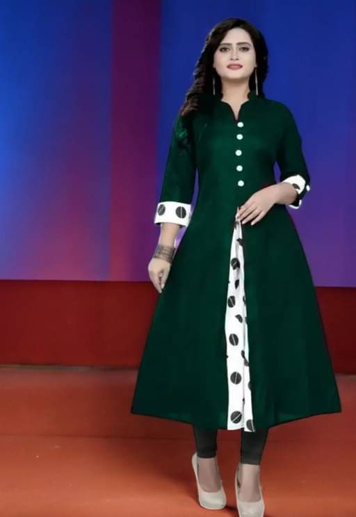     			vinchic Pack of 1 Cotton Embroidered Anarkali Women's Kurti - ( Multicolor )