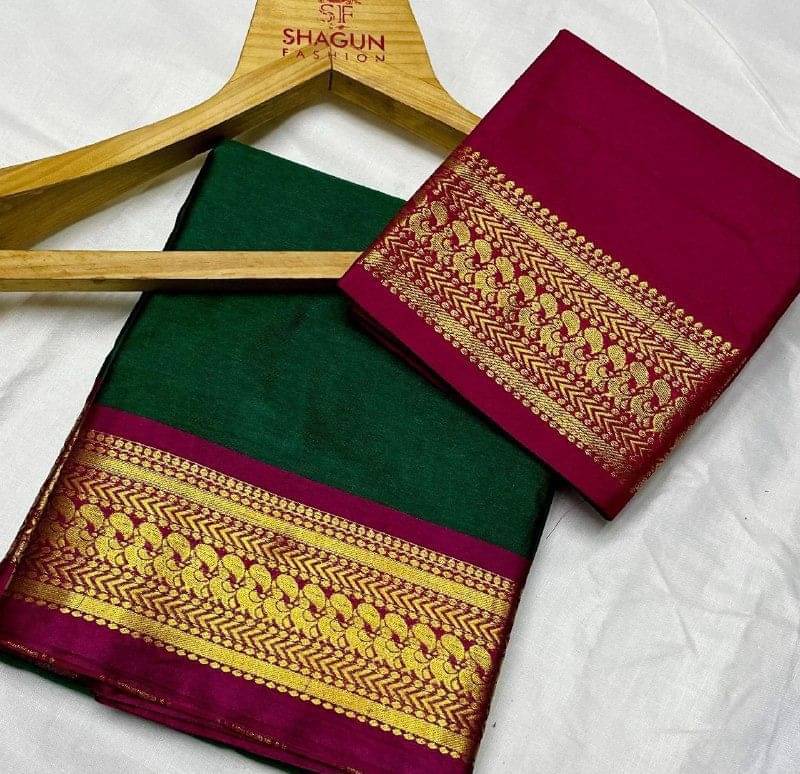 A TO Z CART Cotton Silk Woven Saree With Unstitched Blouse Piece ( Green ) A TO Z CART Cotton Silk Woven Saree With Unstitched Blouse Piece ( Green )