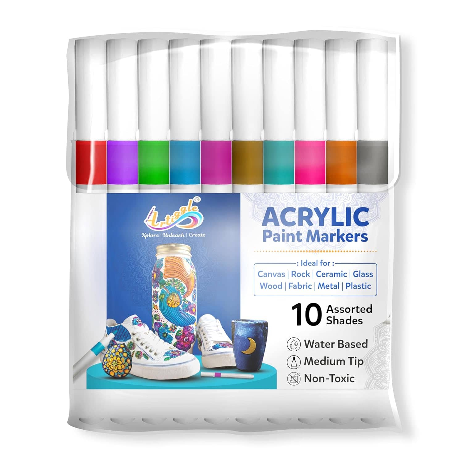 THR3E STROKES Metallic Markers Pen for Rock Painting Medium