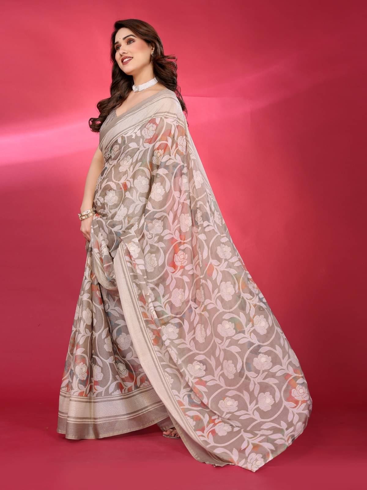 DIKONA DESIGNER Chiffon Printed Saree With Unstitched Blouse Piece ( Grey ) DIKONA DESIGNER Chiffon Printed Saree With Unstitched Blouse Piece ( Grey )