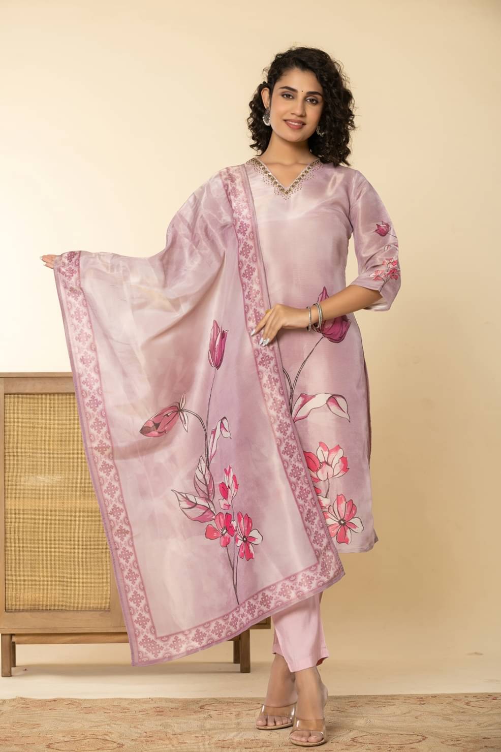 Flamboyant Cotton Blend Printed Kurti With Pants Women's Stitched Salwar Suit - Violet ( Pack of 1 ) Flamboyant Cotton Blend Printed Kurti With Pants Women's Stitched Salwar Suit - Violet ( Pack of 1 )
