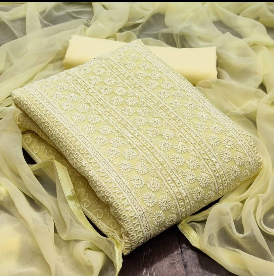 HL SILKMILLS Unstitched Georgette Embroidered Dress Material - Yellow ( Pack of 1 ) HL SILKMILLS Unstitched Georgette Embroidered Dress Material - Yellow ( Pack of 1 )