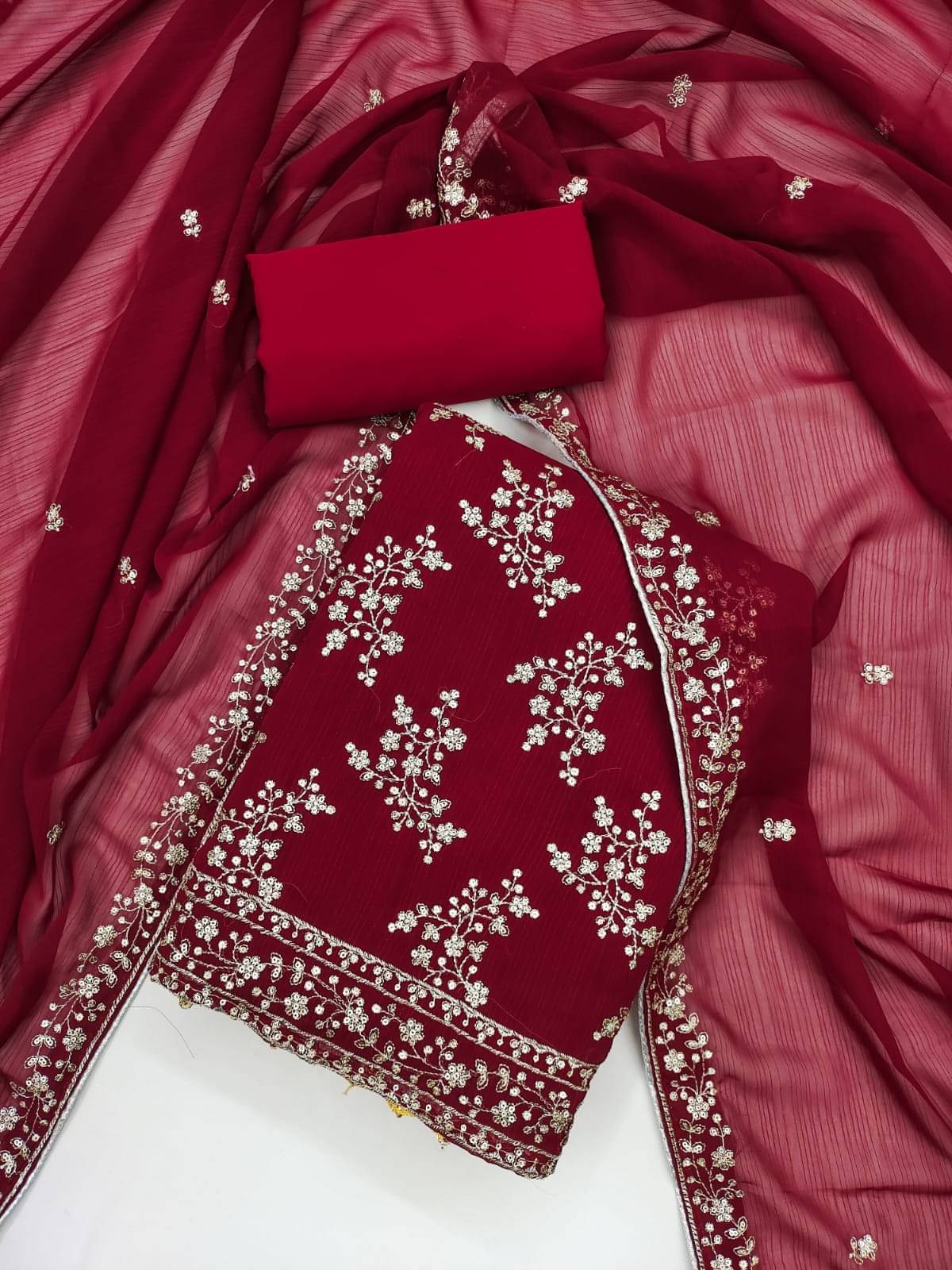 HL SILKMILLS Unstitched Georgette Embroidered Dress Material - Maroon ( Pack of 1 ) HL SILKMILLS Unstitched Georgette Embroidered Dress Material - Maroon ( Pack of 1 )